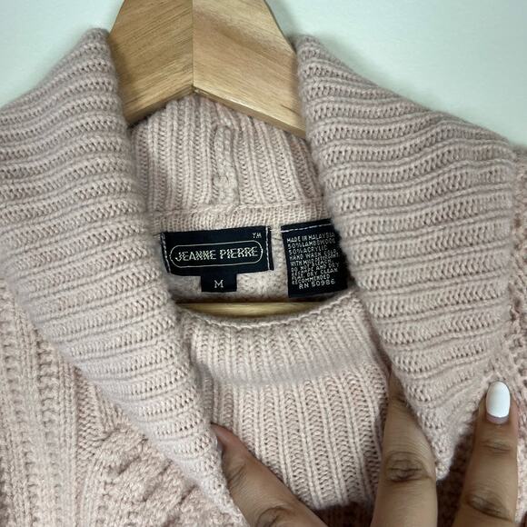 Women's Dusty Pink Jeanne Pierre Wool Blend Turtleneck Knit Sweater Size Medium - Picture 4 of 4